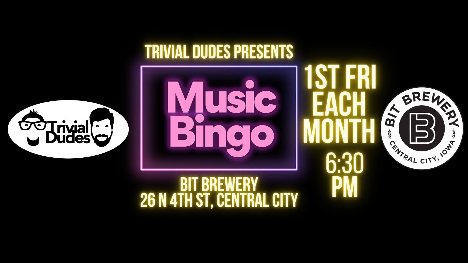 image advertising Music Bingo night presented by Trivial Dudes at BIT Brewery