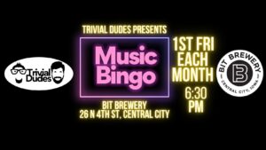 music bingo with the trivial dudes at bit brewery on the first friday of every month