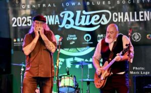 photo of the Soulbone Shakers Duo playing at the 2025 Iowa Blues Challenge