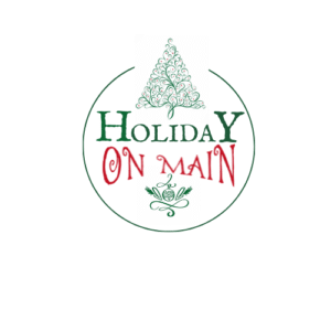 Holiday on Main circle logo featuring Christmas tree